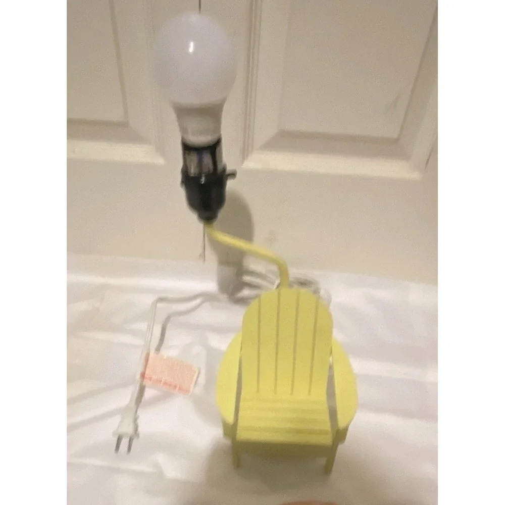 Mini Adirondack Chair Lamp Yellow‎ Cottage Coastal Beach House Accent Light